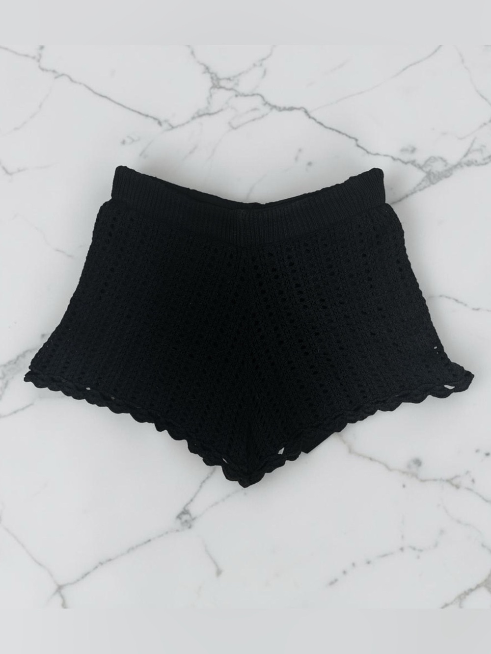 Women's TOBI Black Crochet Knit Shorts